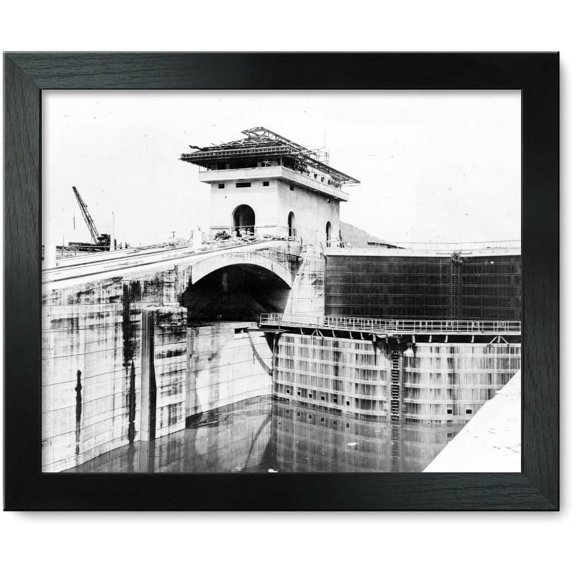 Framed Print: Miraflores Locks Showing Control House Nearing Completion And Lock