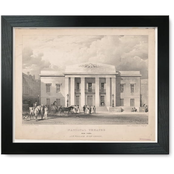 Framed Print: National Theatre, New York. J.W. Wallack, Esqr., Lessee, circa 1840