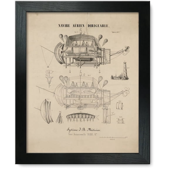 Framed Print: Navire Aerien Dirigeable. Systeme J.B. Metivier, Force