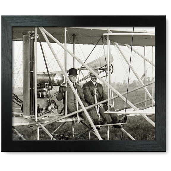 Framed Print: Orville Seated In Wright Airplane With Albert B. Lambert Before