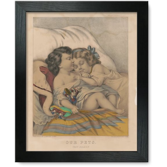 Framed Print: Our Pets - Fast Asleep, circa 1872