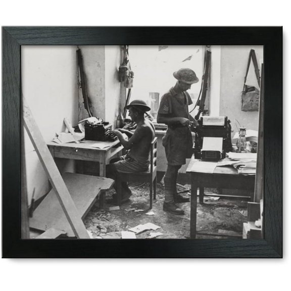 Framed Print: Pictures From Tobruk: The Editor On The Rotary Machine Seen With