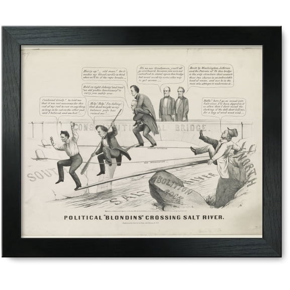 Framed Print: Political Blondins Crossing Salt River, 1860