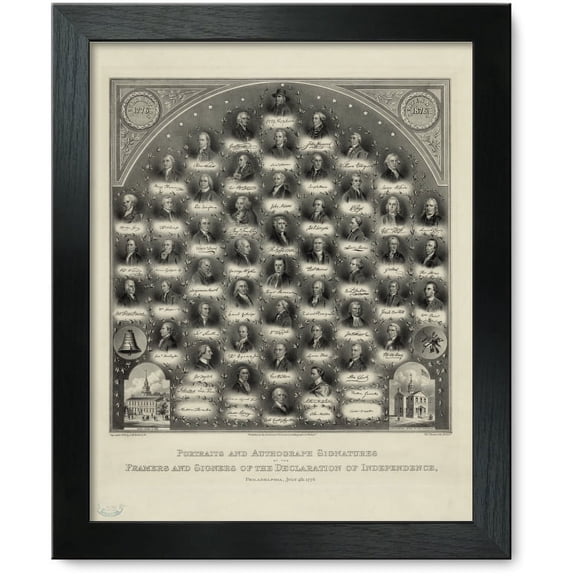 Framed Print: Portraits And Autograph Signatures Of The Framers And Signers Of
