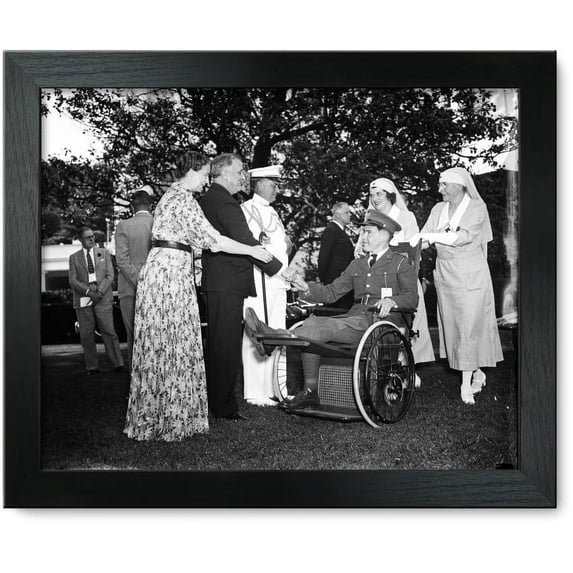 Framed Print: President And Mrs. Roosevelt Entertain Disabled Veterans At Garden