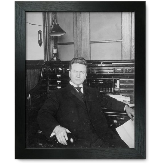 Framed Print: Robert La Follette, Half-Length Portrait, Seated At Desk, Facing