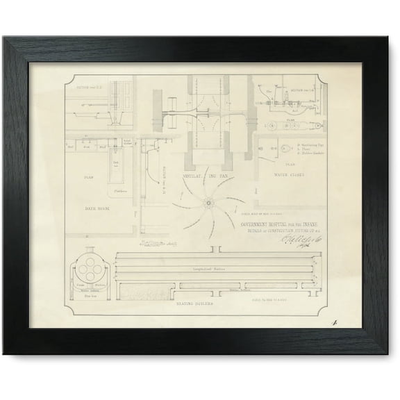 Framed Print: Saint Elizabeths Hospital, Washington, D.C. Boiler House. Heating