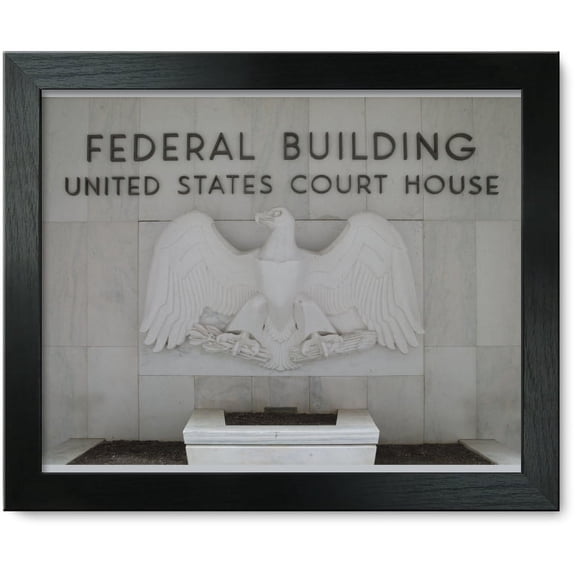 Framed Print: Sculpture Eagle Full View, Federal Building And U.S. Courthouse