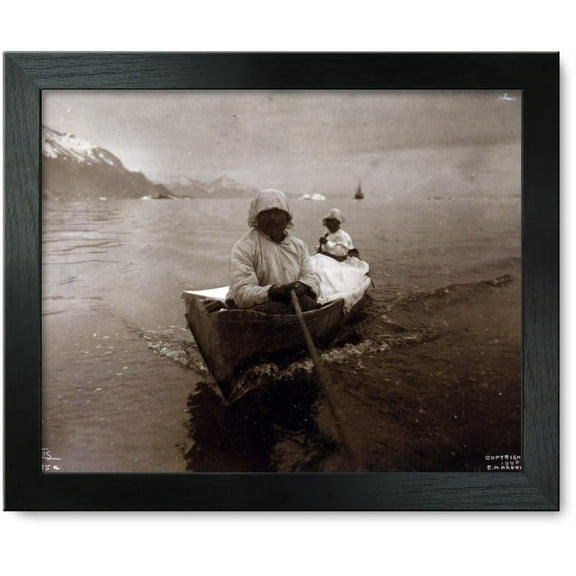 Framed Print: Seal Hunters In Canoe At Glacier Bay, 1899