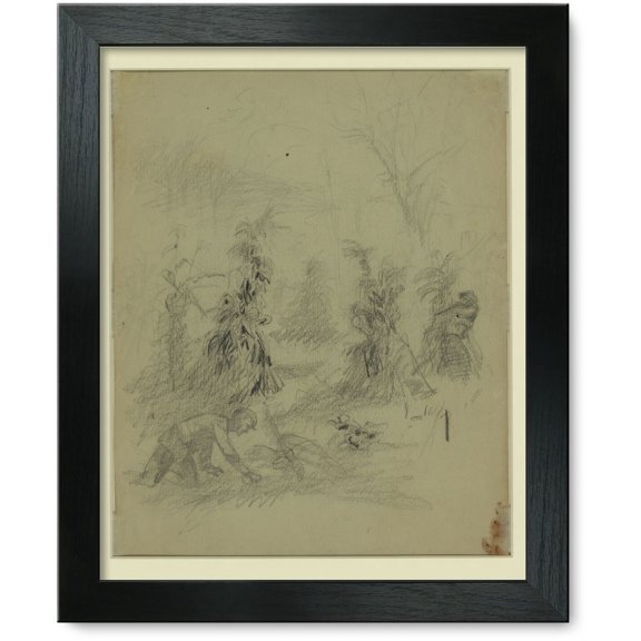 Framed Print: Sniper Shooting Soldier From Behind A Corn Stack, circa 1860