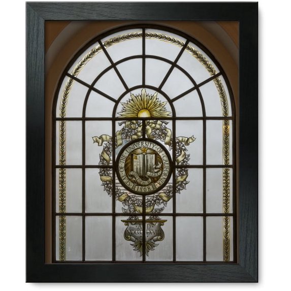 Framed Print: Stained-Glass Details In The Hutzler Reading Room Located In Gilman