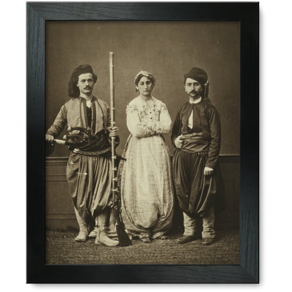 Framed Print: Studio Portrait Of Models Wearing Traditional Clothing From The