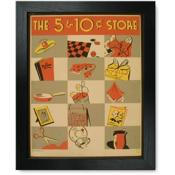 Framed Print: The 5 & 10 Cent Store, circa 1936