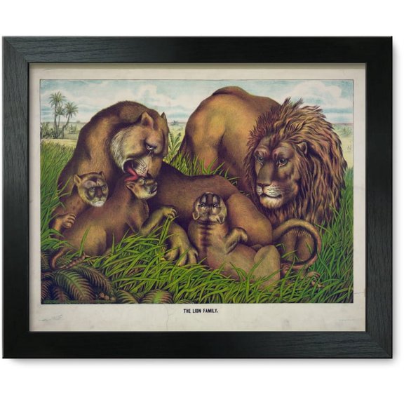Framed Print: The Lion Family, 1874