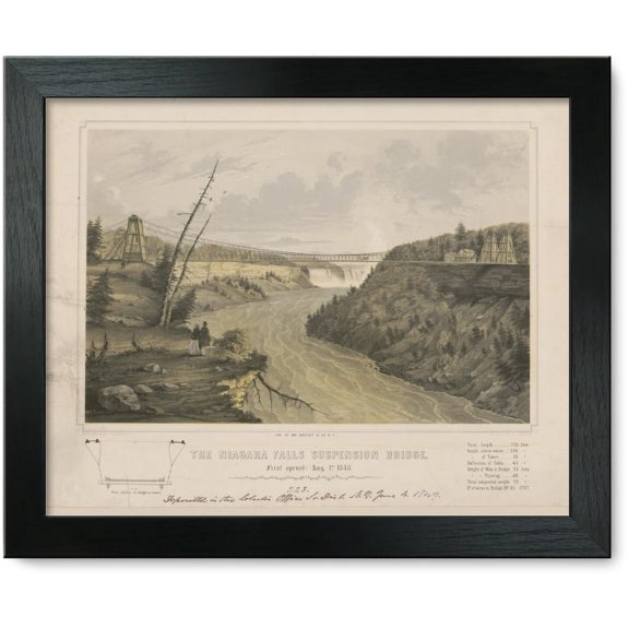 Framed Print: The Niagara Falls Suspension Bridge. First Opened: Aug. 1st. 1848