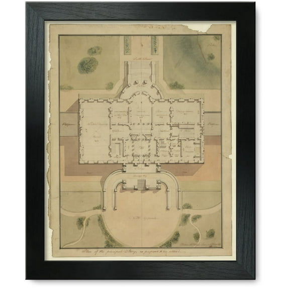 Framed Print: The White House (President's House) Washington, D.C. Site Plan And