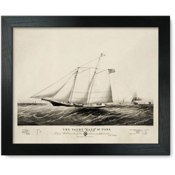 Framed Print: The Yacht Haze 87 Tons: Built By George Steers New York, 1861