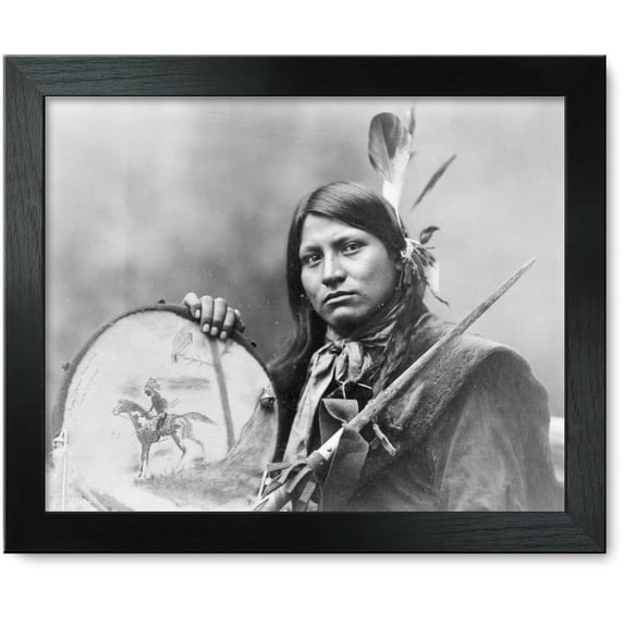 Framed Print: Thomas No Water, Head-And-Shoulders Portrait, Facing Left, Holding