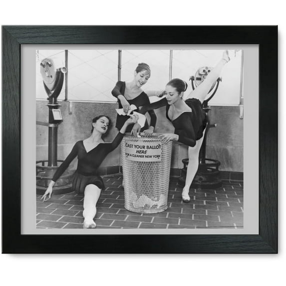 Framed Print: Three Ballerinas Perform Pas De Trois As They Cast Ballots Into