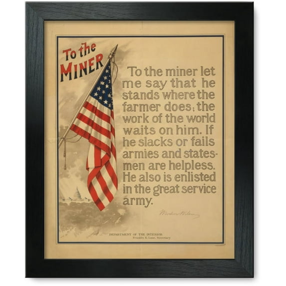 Framed Print: To The Miner, 1917