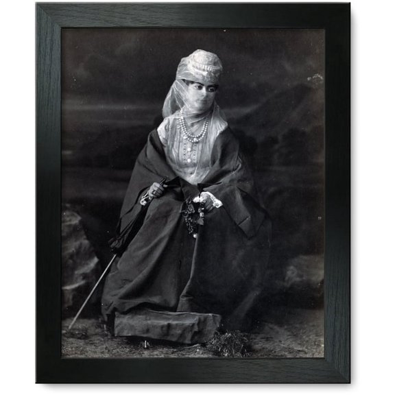 Framed Print: Turkish Woman, Full-Length Portrait, Seated, Facing Front, Holding