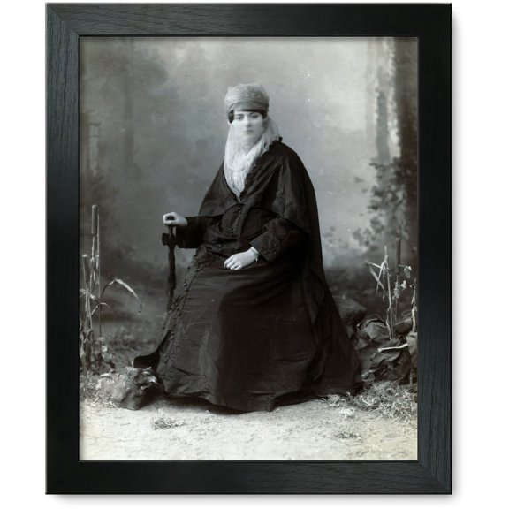 Framed Print: Turkish Woman, Full-Length Portrait, Seated, Facing Front, Holding