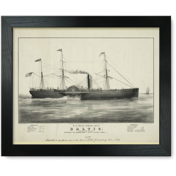 Framed Print: U.S. Mail Steam Ship Baltic: Collins Line. Builders, Hull By Brown