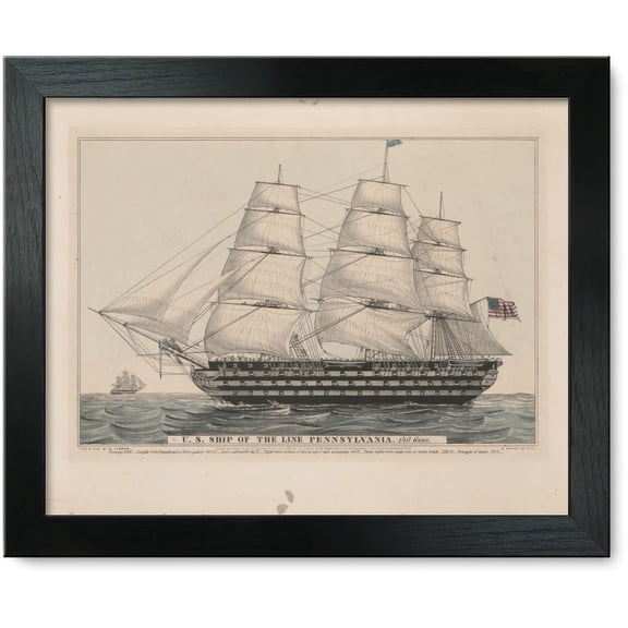 Framed Print: U.S. Ship Of The Line Pennsylvania: 140 Guns, 1846