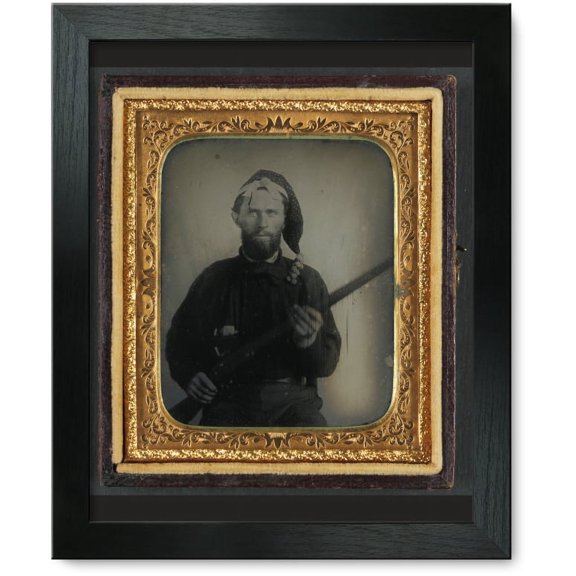 Framed Print: Unidentified Soldier In Confederate Uniform And Corsican Cap With