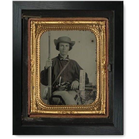 Framed Print: Unidentified Soldier In Confederate Uniform With Rifle Musket