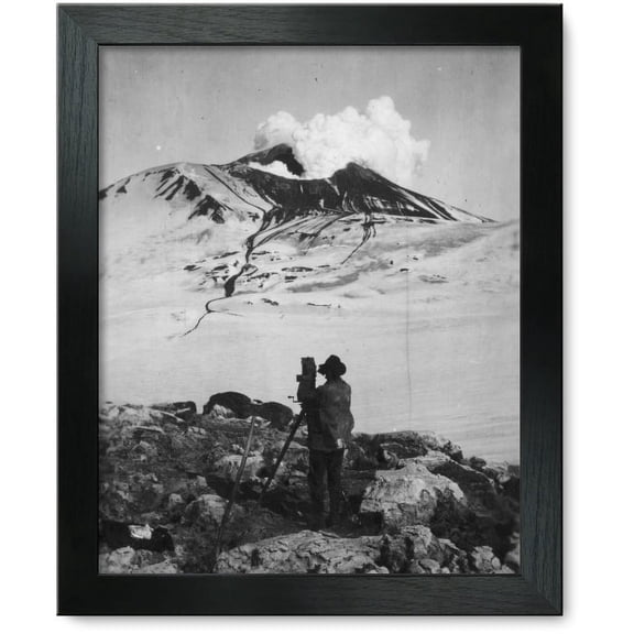 Framed Print: W.A. Hesse Taking Moving Pictures Of Katmai Volcano, 1913