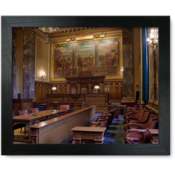 Framed Print: West Courtroom, Jury Box, Howard M. Metzenbaum U.S. Courthouse