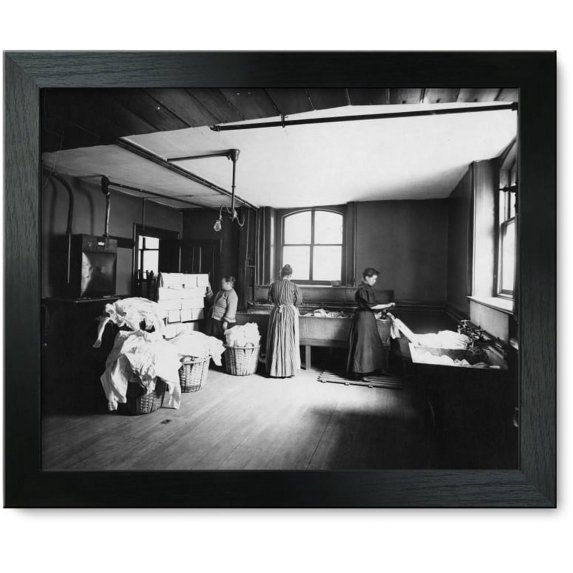 Framed Print: Women At Work In An Unidentified Laundry, Possibly In Boston, 1905