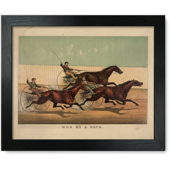 Framed Print: Won By A Neck, 1889