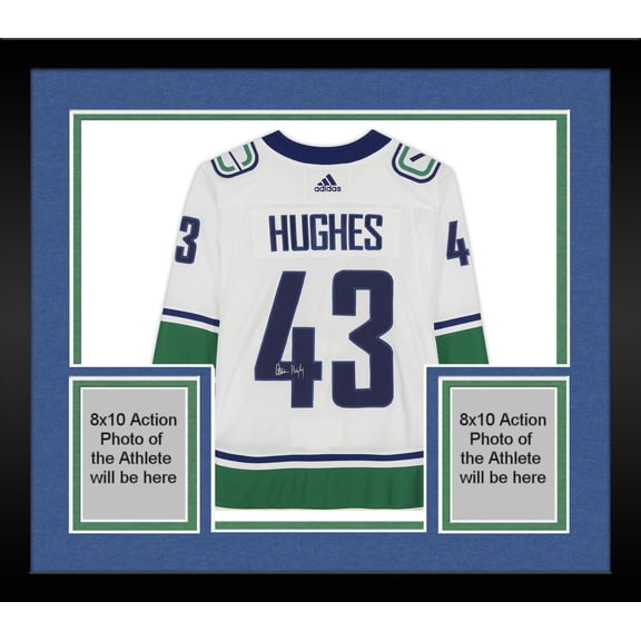 Framed Quinn Hughes Vancouver Canucks Autographed White Adidas Authentic Jersey - Fanatics Authentic Certified