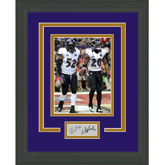 Framed Ray Lewis and Ed Reed Facsimile Laser Engraved Signature Auto Baltimore Ravens 11x14 Football Photo