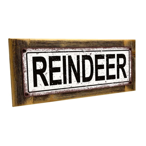 Framed Reindeer 4"x12" Metal Sign, Wall Décor for Seasonal and Holidays