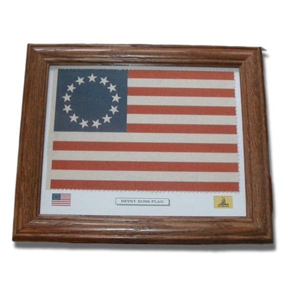Framed Revolutionary War Flag, 13 Star American Flag, 1776 Betsy Ross Flag