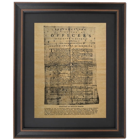Framed Revolutionary War Recruiting Broadside. Replica Historical Prints by Patriot Gear Company