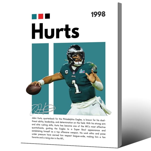 Framed Rugby Superstar Justin Jefferson Signed Poster For Kids Room Bedroom Wall Decor-Football Star Picture Canvas Art Prints For Man Teens Boys Fans Gifts