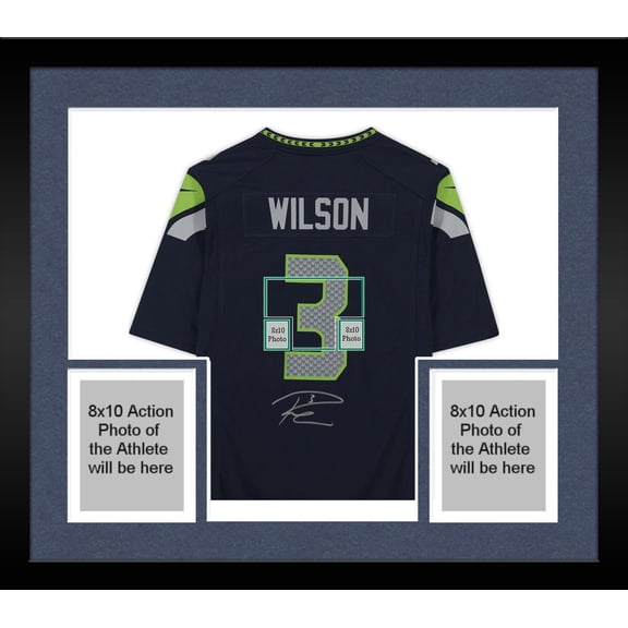 Framed Russell Wilson Seattle Seahawks Autographed Navy Game Jersey - Signed on Jersey - Fanatics Authentic Certified
