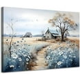 thumbnail image 1 of Framed Rustic Farmhouse Canvas Wall Art Beautiful Field Painting Wildflower Barn Print Nature Scenery Picture French Countryside Poster for Bathroom Bedroom Living Room Office Wall Decor 12x16in, 1 of 7