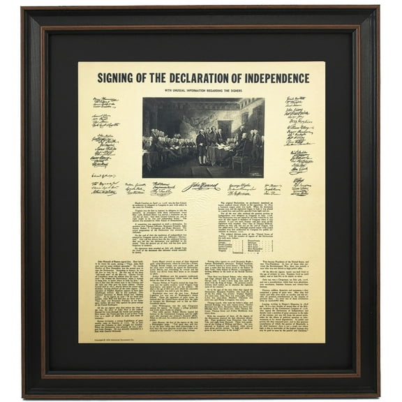 Framed Signing of The Declaration of Independence Scene with Unique Stories. Prints by Patriot Gear Company