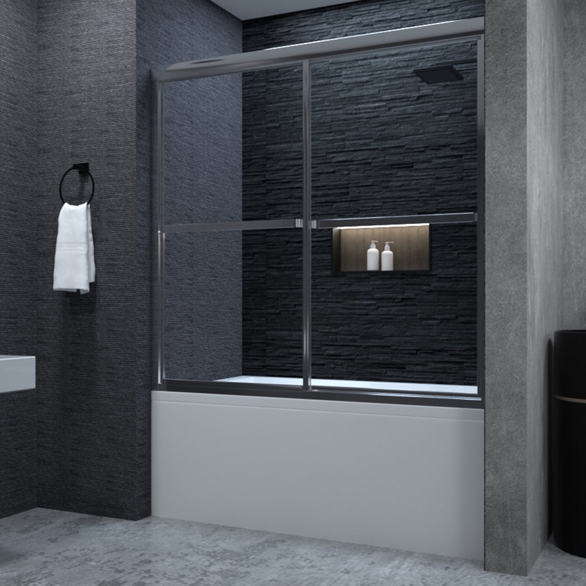 59'' Chrome Framed Sliding Tub Door with Clear Glass