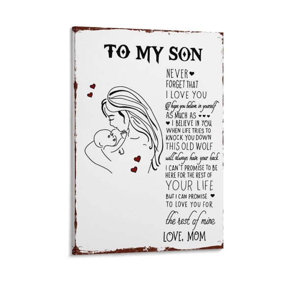 Framed To My Son Inspirational Quote Wall Decor Canvas Painting Posters for Home Boys Room Decor Ready To Hang Poster Print for Birthday Christmas Thanksgiving Gifts