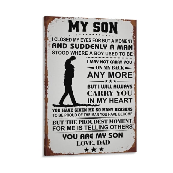 Framed To My Son Metal Tin Sign Vintage Decor Retro Signs Funny Posters Canvas Painting Posters for Home Boys Room Decor Ready To Hang Poster Print for Birthday Christmas Thanksgiving Gifts
