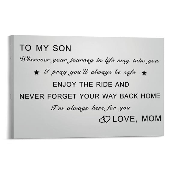 Framed To My Son Poster Gifts from Mom Canvas Painting Posters for Home Boys Room Decor Ready To Hang Poster Print for Birthday Christmas Thanksgiving Gifts