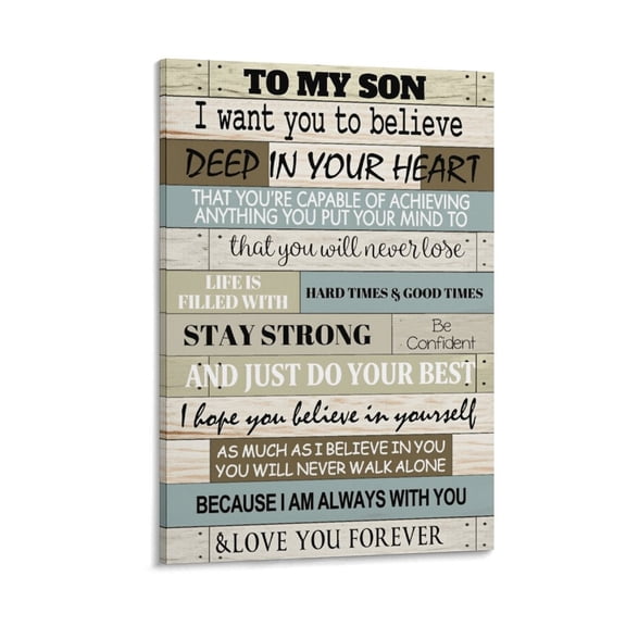 Framed To My Son Sign - From Mom Dad Son Gifts Family Wall Decor Canvas Painting Posters for Home Boys Room Decor Ready To Hang Poster Print for Birthday Christmas Thanksgiving Gifts