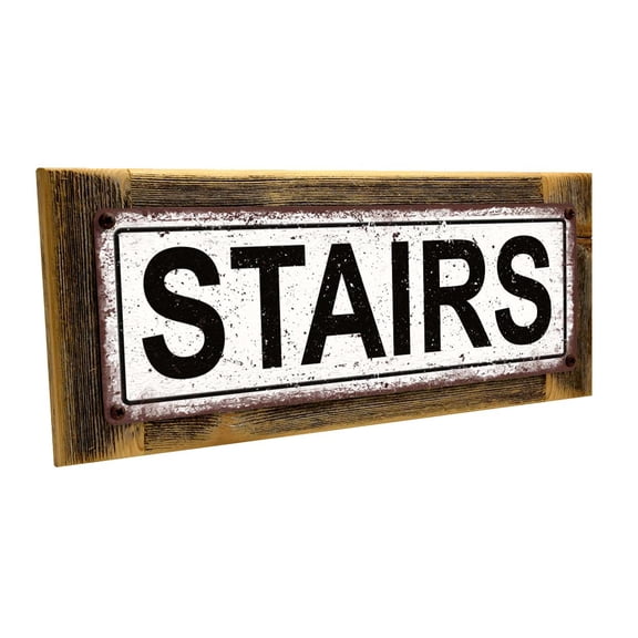 Framed Stairs 4"x12" Metal Sign, Wall Décor for Home and Office