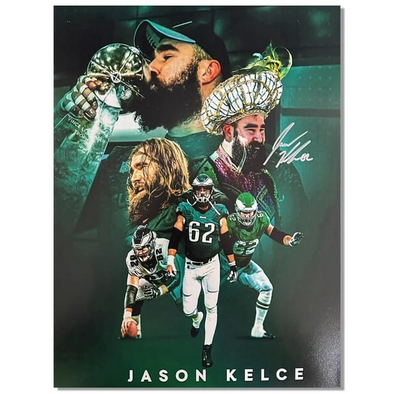 Framed Superstar Jason Kelce Signed Poster For Kids Fans Room Bedroom Wall Decor-American Football Posters Canvas Art Prints Picture For Teen Boy Birthday Gifts